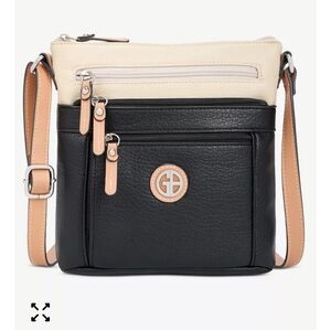 Giani Bernini Cream and Black Colorblock Pebble Crossbody